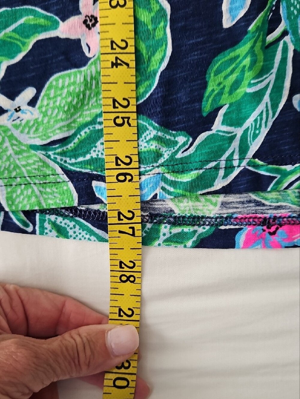 Floral Short-Sleeve Scoop Neck Top - Navy with Green & Pink By Lilly Pulitzer - Picture 9 of 9
